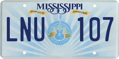 MS license plate LNU107