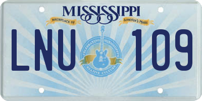 MS license plate LNU109