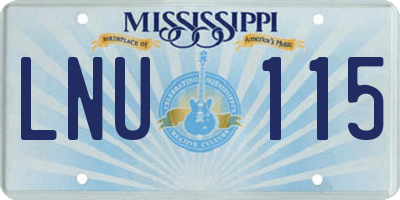 MS license plate LNU115