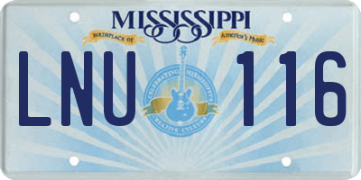 MS license plate LNU116