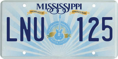 MS license plate LNU125