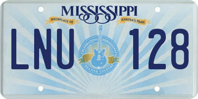 MS license plate LNU128