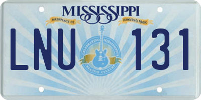 MS license plate LNU131