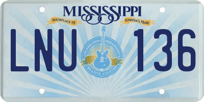 MS license plate LNU136