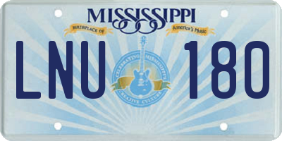 MS license plate LNU180