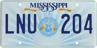 MS license plate LNU204