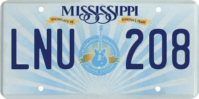 MS license plate LNU208