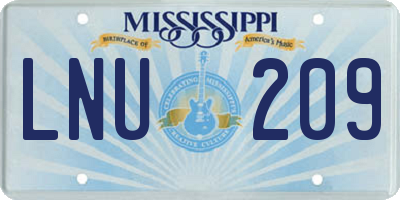 MS license plate LNU209