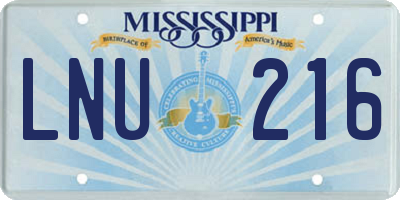 MS license plate LNU216