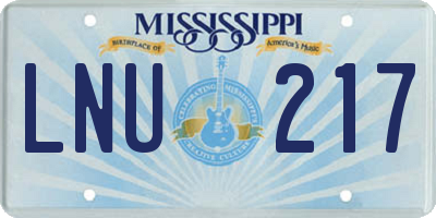 MS license plate LNU217