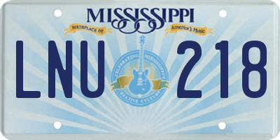 MS license plate LNU218