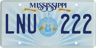 MS license plate LNU222