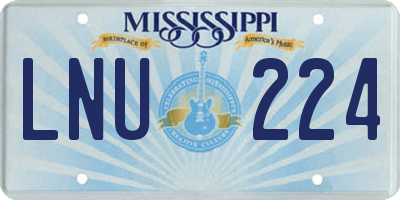 MS license plate LNU224