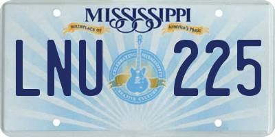 MS license plate LNU225
