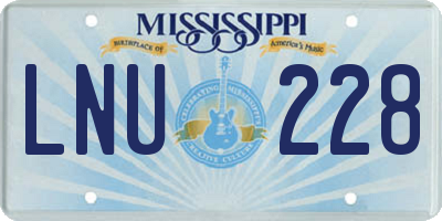 MS license plate LNU228