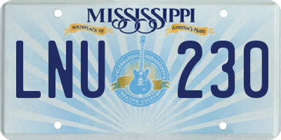 MS license plate LNU230