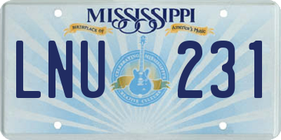 MS license plate LNU231