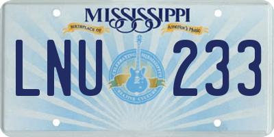 MS license plate LNU233