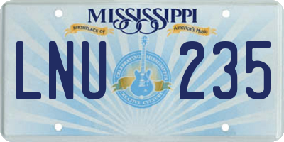 MS license plate LNU235