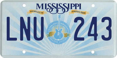 MS license plate LNU243