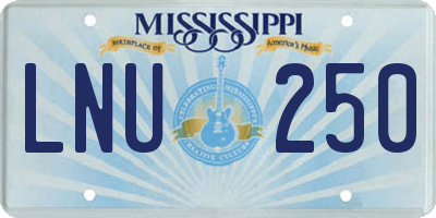 MS license plate LNU250