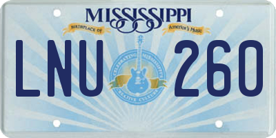 MS license plate LNU260