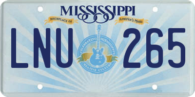 MS license plate LNU265