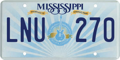 MS license plate LNU270