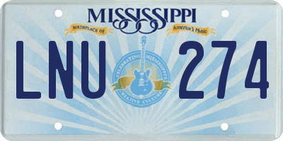 MS license plate LNU274