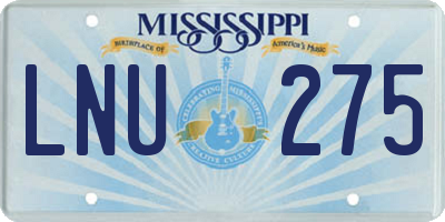 MS license plate LNU275