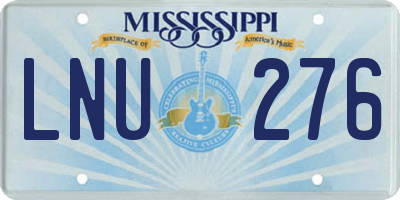 MS license plate LNU276