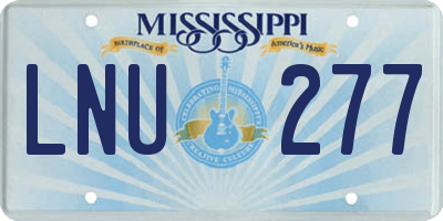 MS license plate LNU277
