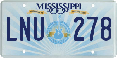 MS license plate LNU278