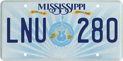 MS license plate LNU280