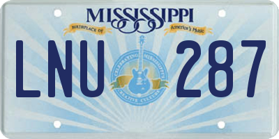 MS license plate LNU287