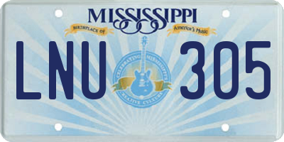 MS license plate LNU305