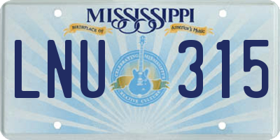 MS license plate LNU315