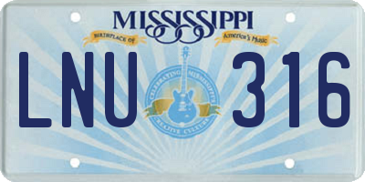 MS license plate LNU316