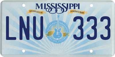 MS license plate LNU333