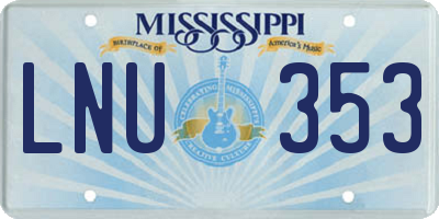 MS license plate LNU353