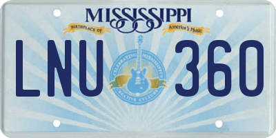 MS license plate LNU360