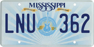 MS license plate LNU362