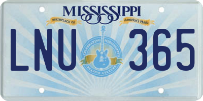 MS license plate LNU365
