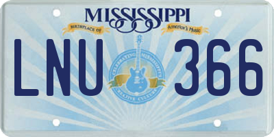 MS license plate LNU366