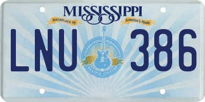 MS license plate LNU386