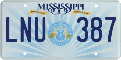 MS license plate LNU387