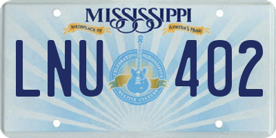 MS license plate LNU402