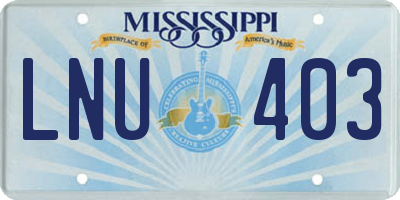 MS license plate LNU403