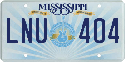 MS license plate LNU404