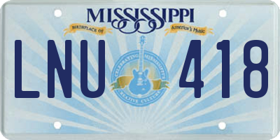 MS license plate LNU418